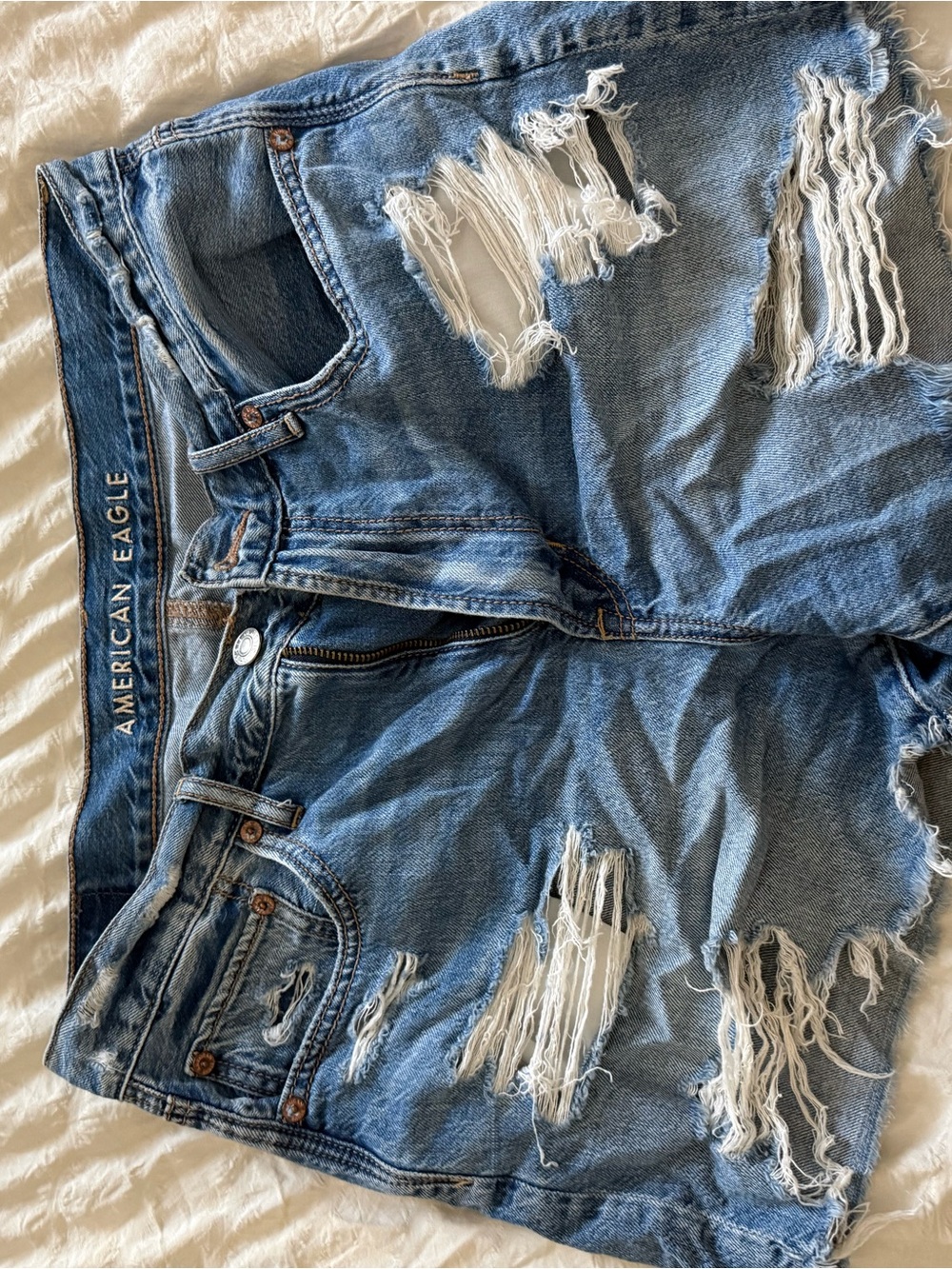 American Eagle Outfitters Distressed Light Blue Denim Jean Shorts